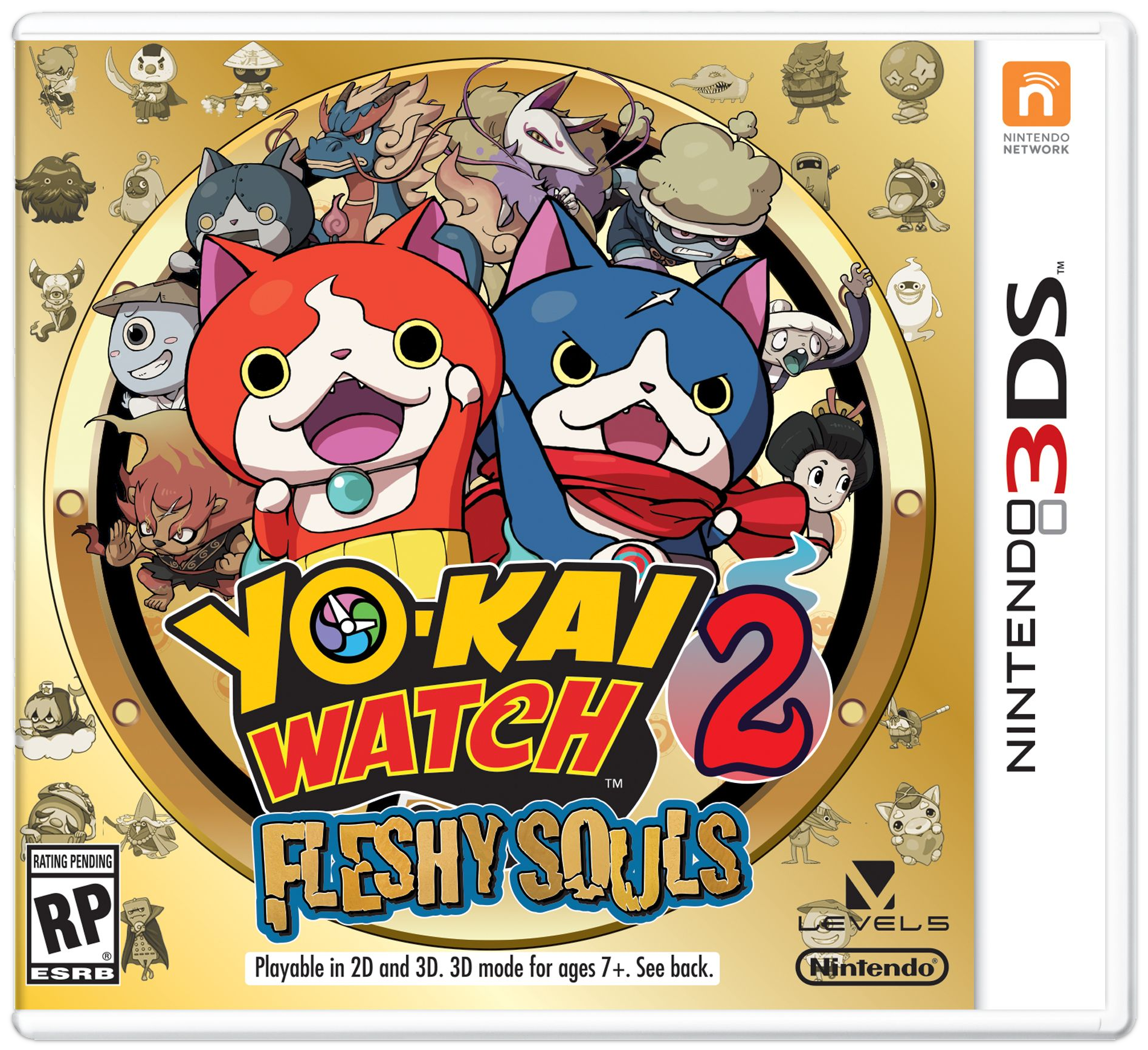 Yo-kai Watch 2 Bony Spirits Fleshy Souls Game 3DS Box Art